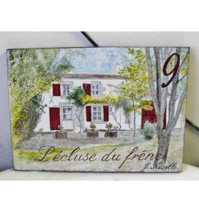 Plaque d'après photo de votre maison 25/16cm